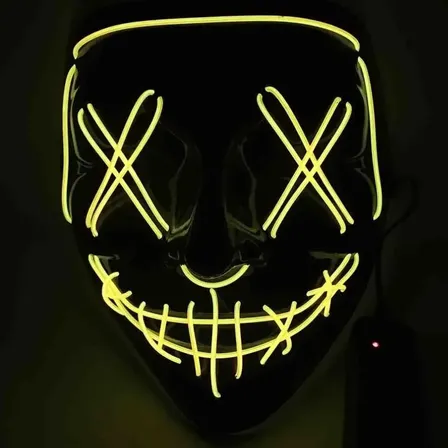 Máscara Led Cosplay Halloween Diferentes Fases Máscara Neon Cor Amarelo