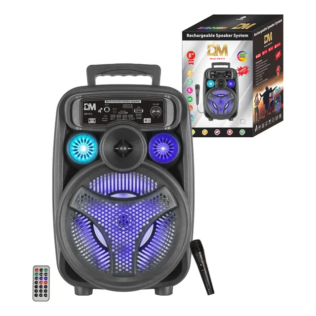 Bocina Portatil De 8 Dm-872 Con Luces Led Bluetooth