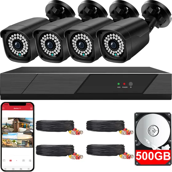 2nlf® Kit Camaras De Seguridad Dvr 4 Cctv Exterior