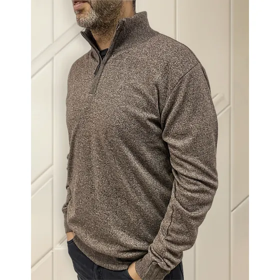 Sweater Medio Cierre Lana Acrilica Melange Importado Premium