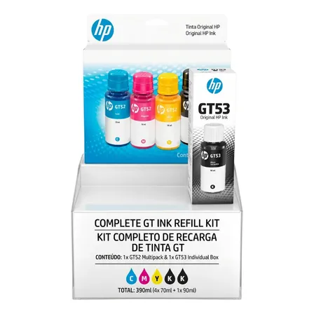 Kit 5 Refil De Tinta Hp Original Gt53 Gt52 Color Smart Tank