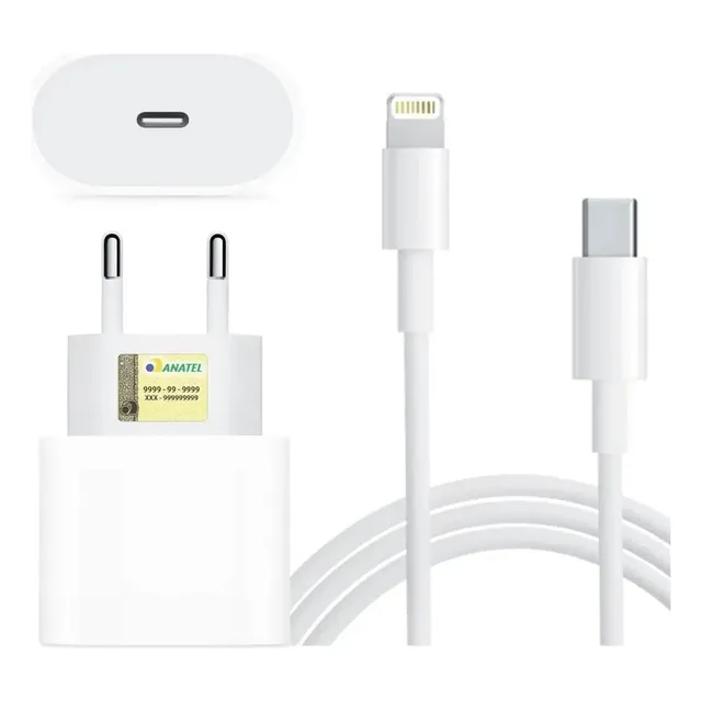 Cabo + Fonte Para iPhone 8 Se X Xr 11 12 13 Pro Max 14 Usb-c
