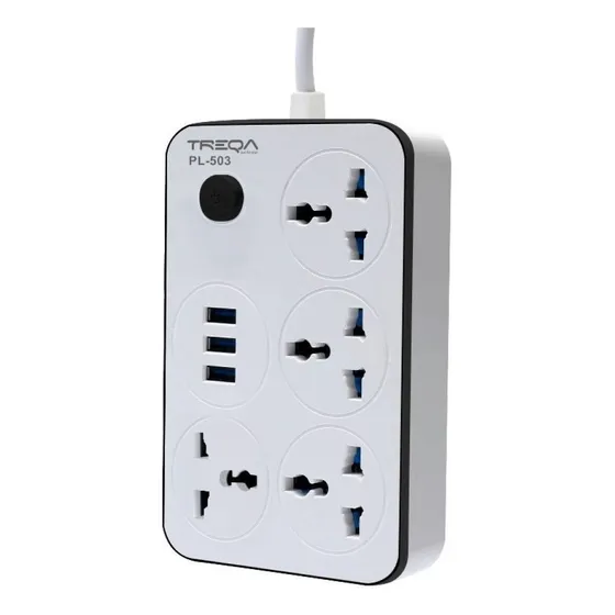 Zapatilla Alargue Universal 3 Usb + 4 Conectores Diginet Color Blanco
