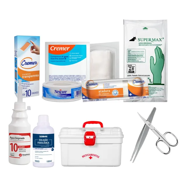 Kit Primeiros Socorros Para Emergência - Viagem - C/ Tesoura