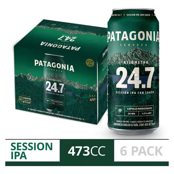 Pack X6 Cervezas Kilometro 24.7 Session Ipa Con Sauco 2838 Ml Patagonia