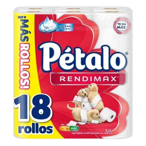 Papel Higiénico Pétalo Rendimax 18 Rollos De 280 Hojas Doble