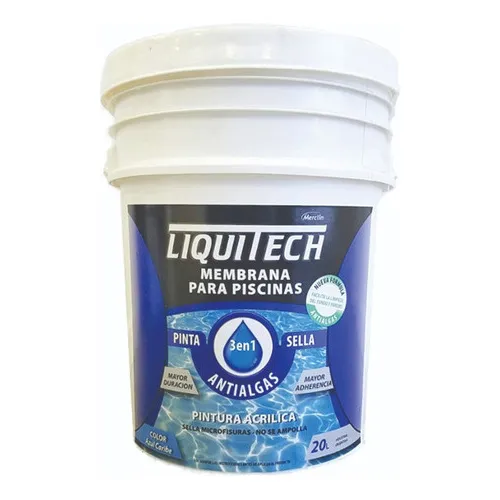 Pintura Pileta Liquitech 3en1 Pinta Sella Antialga 20l Mm Color Blanco
