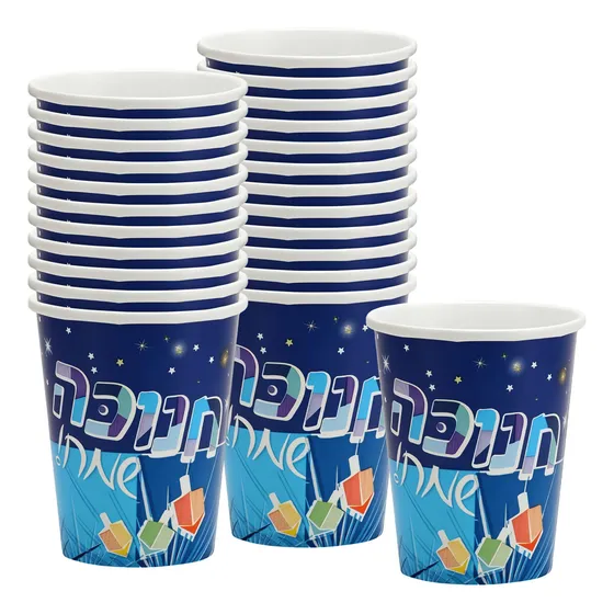 Hanna K Chanukah Spirit Blue Premium Vaso Papel Pesado 9 24