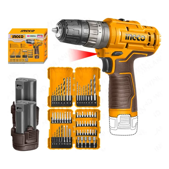 Taladro Inalambrico De Impacto 12v Accesorios 1500 Rpm Ingco