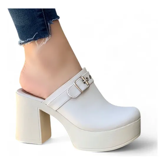 Sandalia Mujer Taco 7 Cm Princesa 1431l-60 Hueso