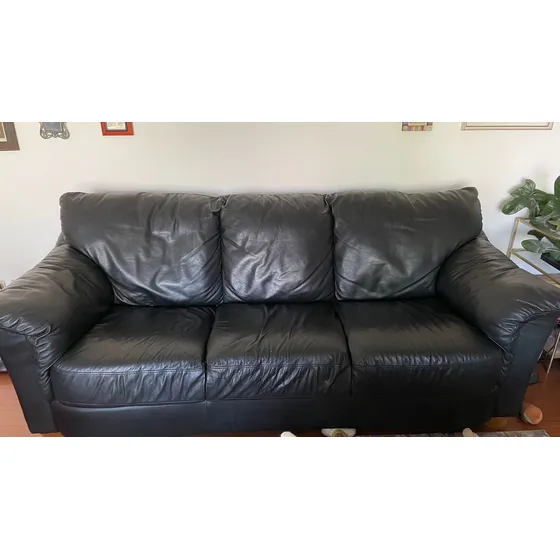 Sillon Natuzzi De Cuero Negro 3 Cuerpos