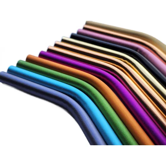 Sorbetes Pajitas Curvos Reutilizables Aluminio Colores X 50