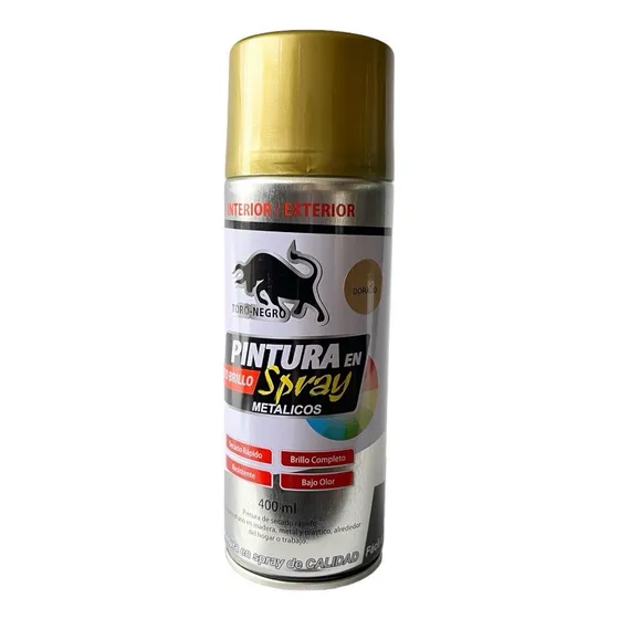 Pintura En Spray Metalizado Dorado 400ml Toro Negro