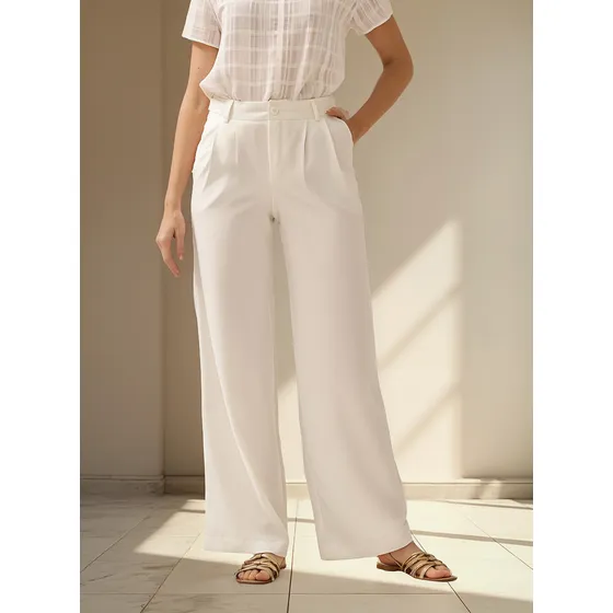 Pantalón Vestir Crepe Mujer Mochi Recto Ancho