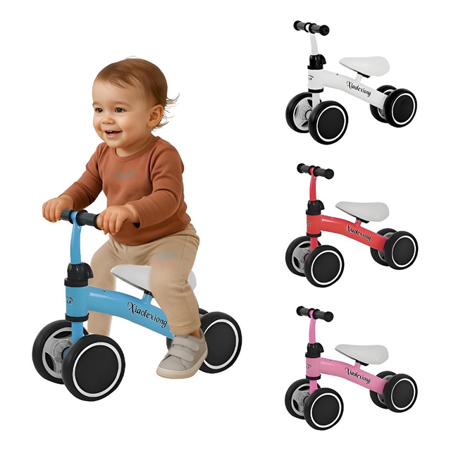 Bicicleta Equilíbrio Infantil Andador Sem Pedal 4 Rodas Bebê