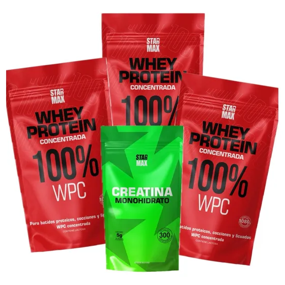3 Proteinas  Star Max 1 Kg `+ 1 Creatina Star Max 300g 