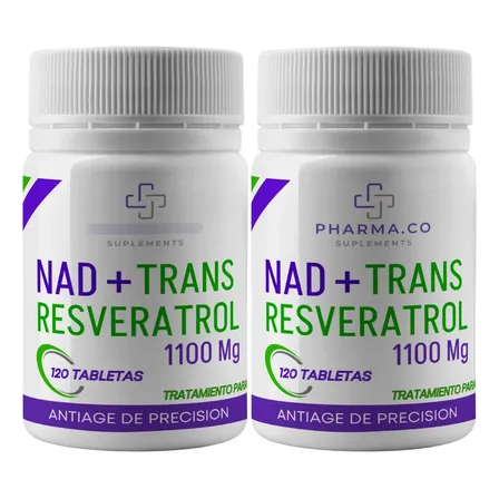 NAD/Trans-resveratrol Pharma.co Premium en tabletas Sin sabor 240 packs de 120 un