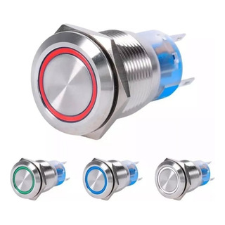 Botão Interruptor Liga Desliga 16mm On Off 12 24v Trava Led Botão Interruptor Liga Desliga 16mm On Off 12 24v Trava Led