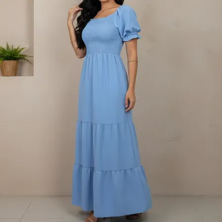 Vestido Longo Feminino Moda Evangélica Festa Igreja