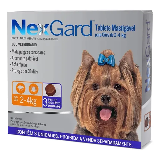 Nexgard De 2 A 4kg Antipulgas E Carrapatos Com 3 Unidades