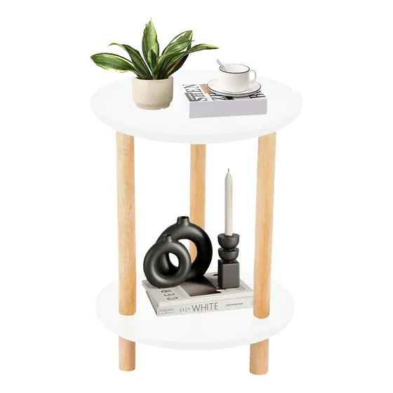 Mesa De Centro Minimalista Madera 2 Niveles Lateral Auxiliar