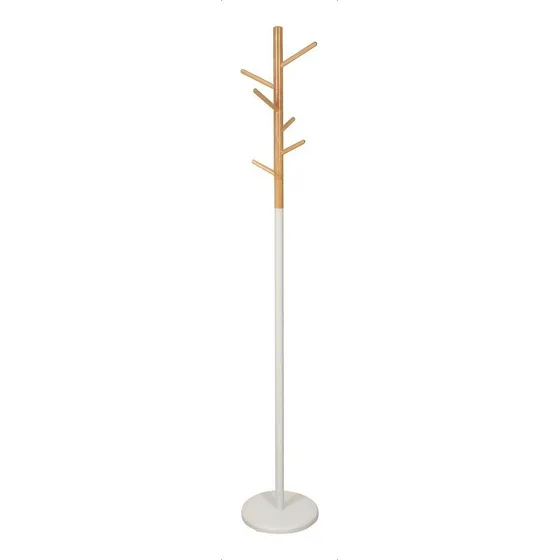 Perchero De Pie Madera Nordico Ganchos - Hc01 Color Blanco
