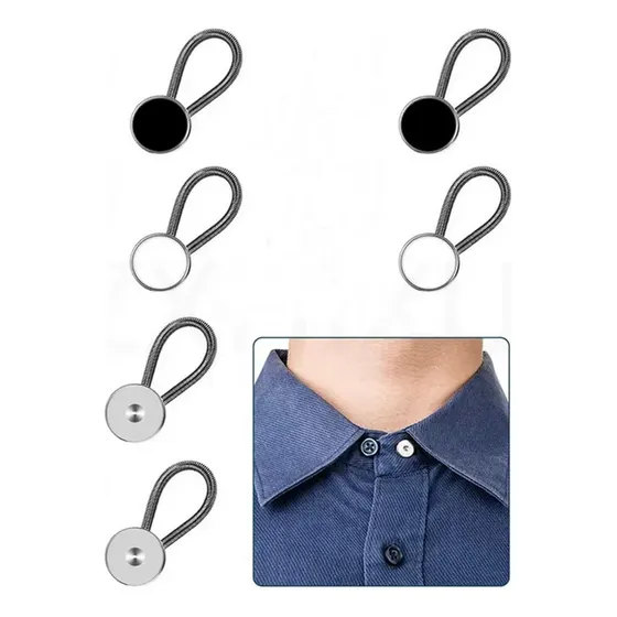 6 Extensores De Boton De Cuello De Camisa Elástico De Metal