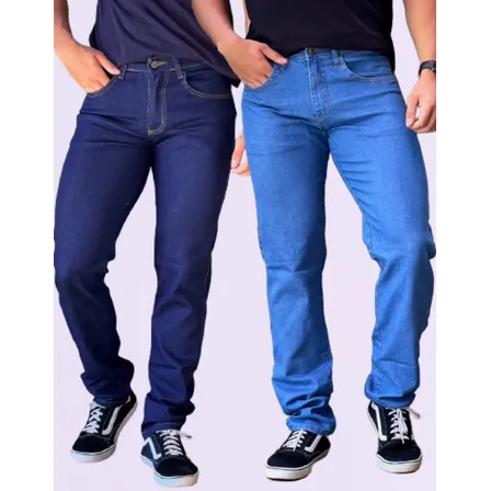 Kit 2 Calças Jeans Masculina Lycra Reta Linha Premium