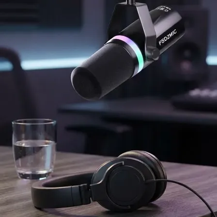 Micrófono Usb Gamer Rgb Para Podcast Con Soporte De Brazo Negro