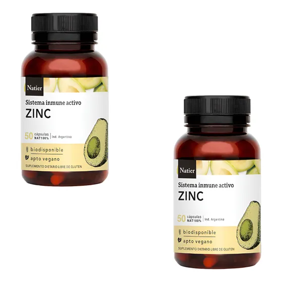 Natier Zinc Pack 2 Sistema Inmune Activo 50 Cáps C/u