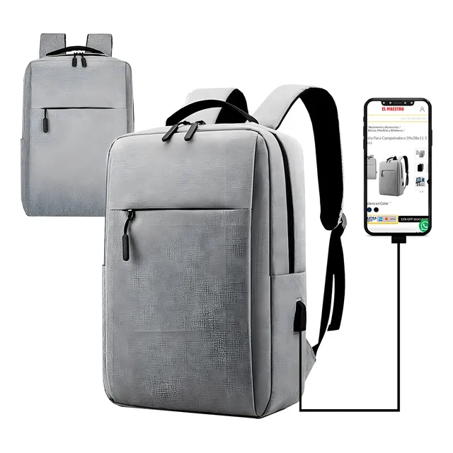 Mochila Para Computadora / Laptop Anti Robo Con Puerto Usb Color Negro