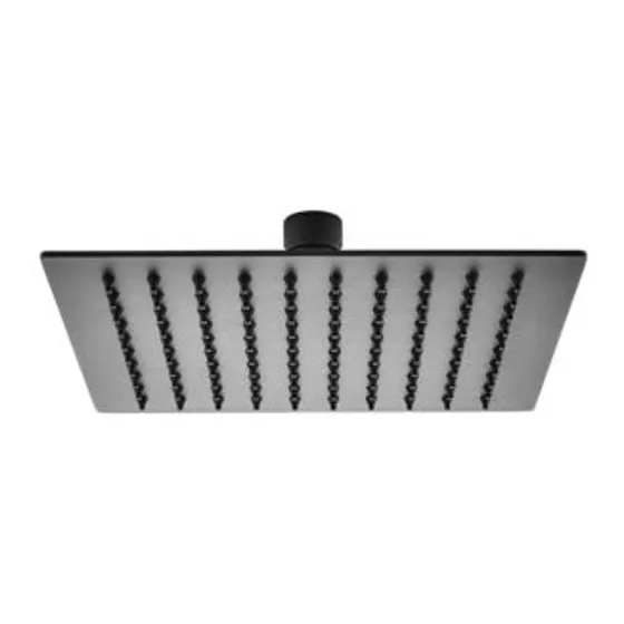 Regadera Ducha Cuadrada Acero Inoxidable 40cm Negra