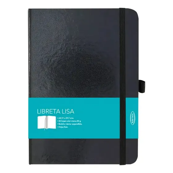 Croquera Libreta Negra A4 Lisa 80hjs Artel