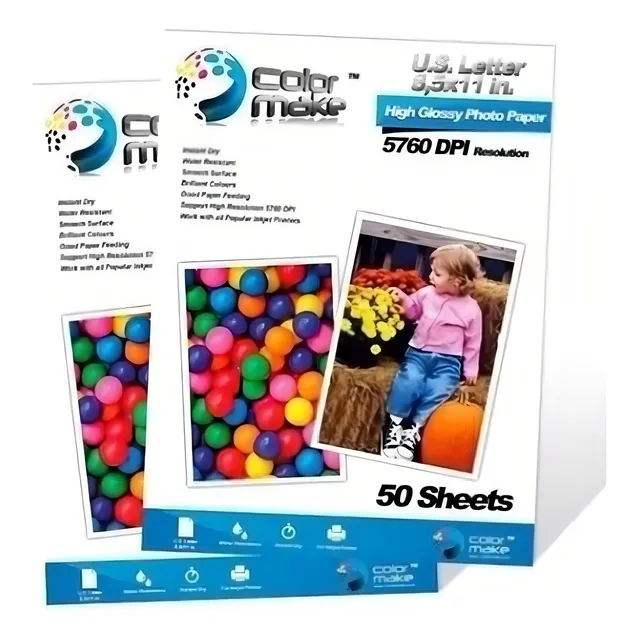 ColorMake Papel Fotografico 2 Paquetes de 50 Hojas c/u