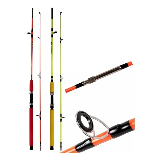 Caña De Pesca Dos Cuerpo Fibra De Vidrio Con Carbono 1.80m