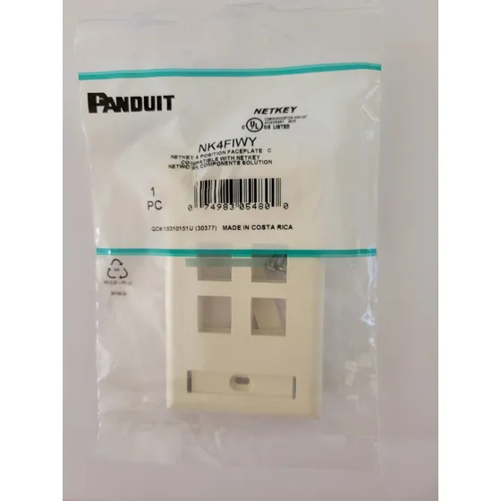 Faceplate Panduit 4 Puertos Netkey, De 1 - 4 Jack Standard