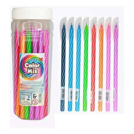 Caneta Esferográfica Cores Sortidas 0.7mm Pote 24 - Escolar Colorida