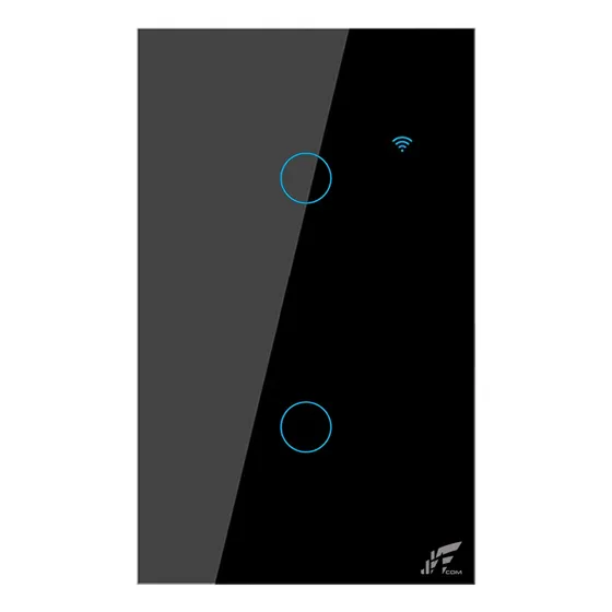 Interruptor Inteligente Wifi 2 Botões Smart Touch Tuya Alexa Cor Preto 127/220v