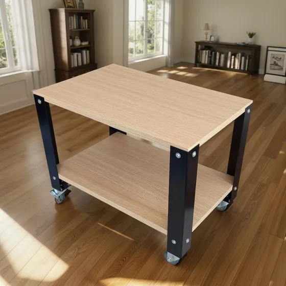 Mesa Auxiliar Multiuso Madera Melamina Con Ruedas