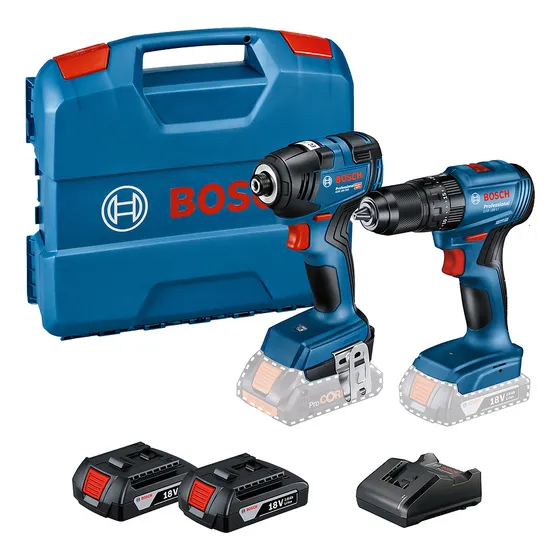 Kit Taladro Percutor Atornillador Gsb 185-li y Llave de Impacto Gdr 18v-200 18V Brushless y 2 Baterías 18v Gba 2.0 Ah