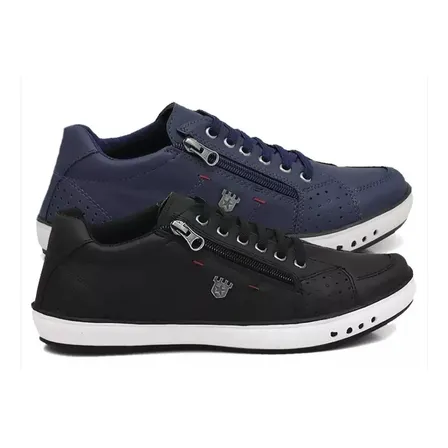 Kit2 Pares Sapatenis Casual Tenis Elástico Ziper Fácil Calce