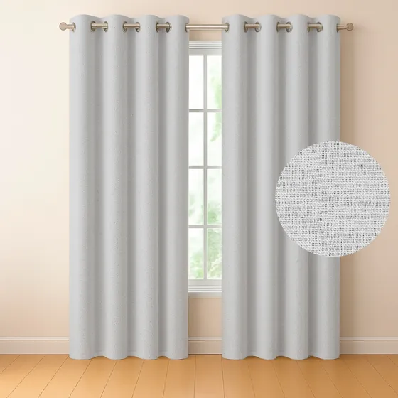 Cortinas Blackout 100% Casatua 2 paños 140x220 Textura Lino Doble Faz Ivory