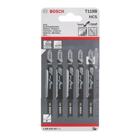 Hoja Para Caladora T119b  Hcs 1.9-2.3mm Bosch Blister 5 Unid