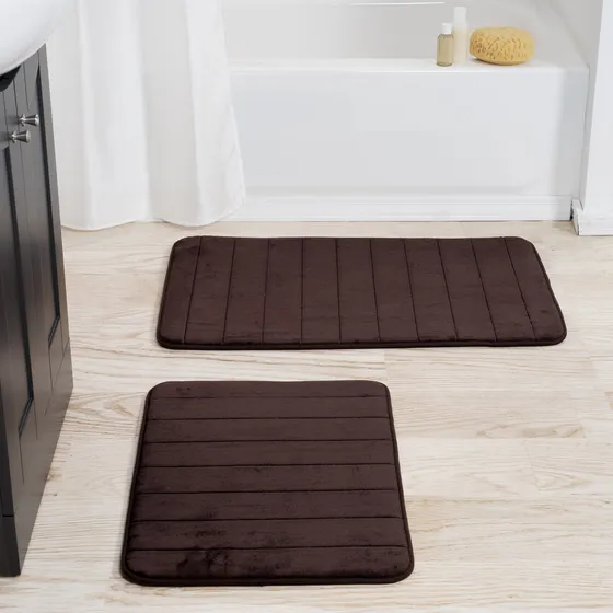 2 Alfombrilla Baño Espuma Viscoelastica Microfibra Raya Para
