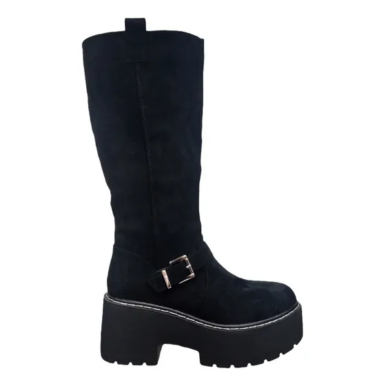 Bota Para Dama Con Plataforma Estilo Bucanera Con Hebilla