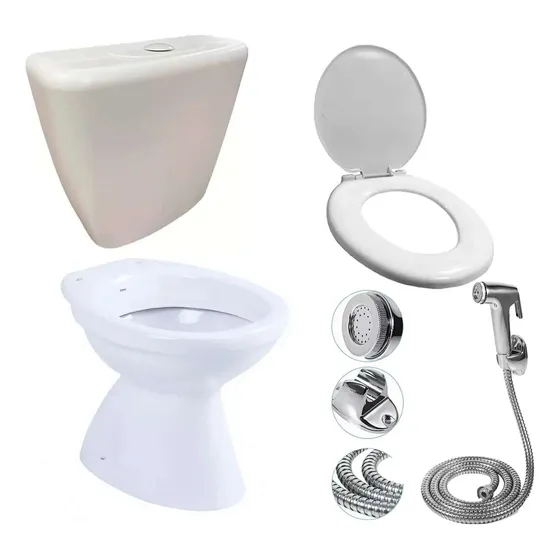 Combo Inodoro Roca Mochila Pvc Asiento Pvc + Bidet Gatillo 9