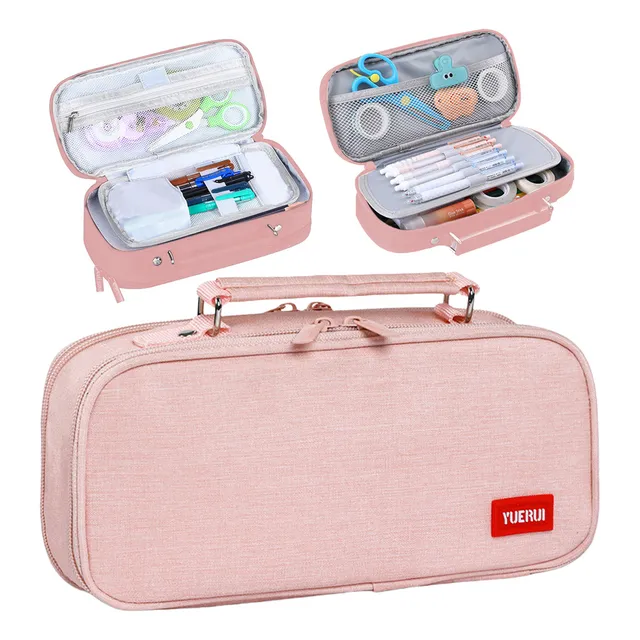 Estuche Para Lápices 24cm 5 Capas Escolar Colores Rosa Simuky