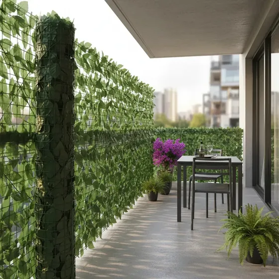 Cerco Enredadera Artificial Muro De Hojas Rollo 3x1m Color Verde