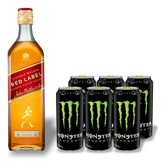Whisky Johnnie Walker Red 1 L + Monster Original 473 Ml X 6