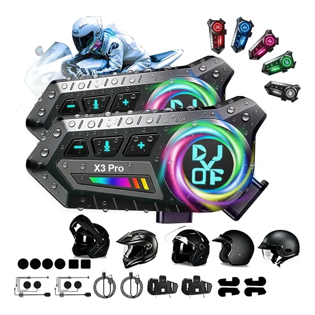 Intercomunicadores Casco Audífonos Bluetooth Para Moto 2pcs Djyqfb X3pro,radio Y Música Juntas
